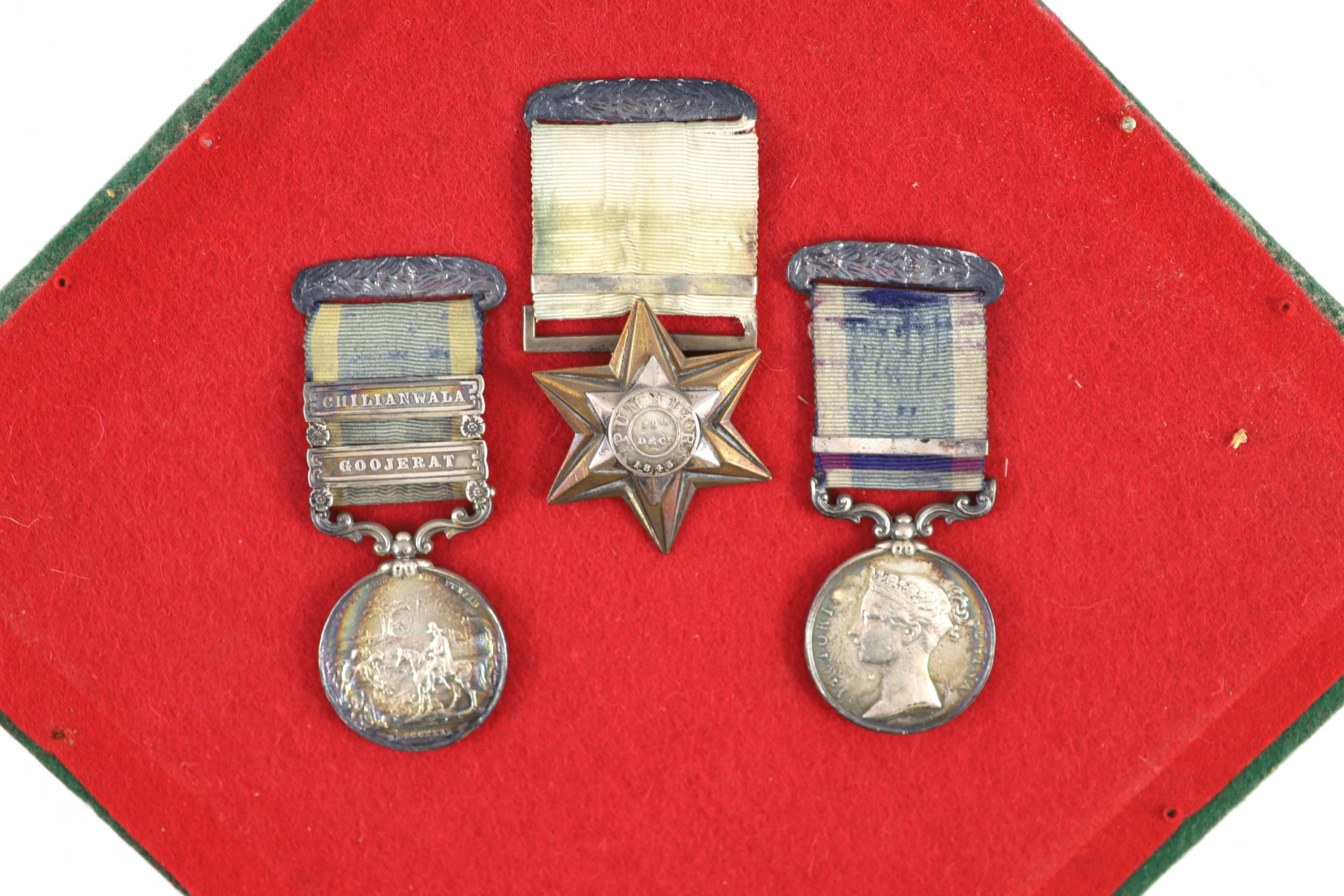 A Victorian Punjab Campaign medal group of three awarded to Corporal John Collett, Queen's Royal Lancers